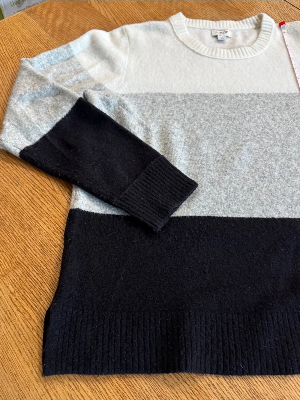 J. Crew Men’s Colorblock Crewneck Sweater in White, Gray and Black